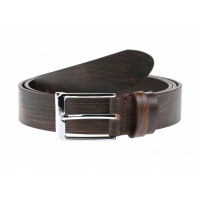 Curea eleganta barbati din piele naturala, Maro cu model - 000013971MM